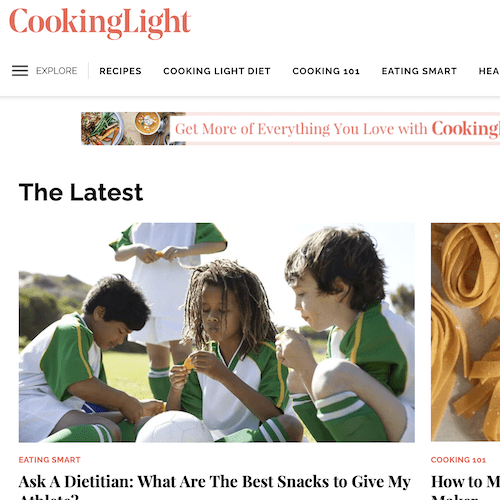 graphic: cooking light homepage screenshot